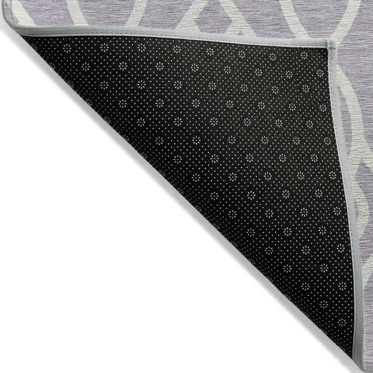 5' X 8' Lavender And Ivory Trellis Washable Indoor Outdoor Area Rug