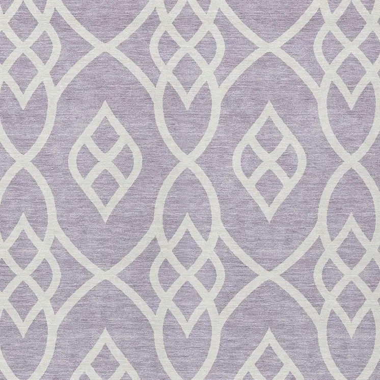 9' X 12' Lavender And Ivory Trellis Washable Indoor Outdoor Area Rug