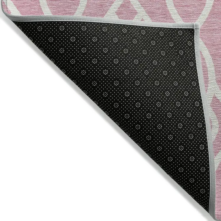 3' X 5' Pink And Ivory Trellis Washable Indoor Outdoor Area Rug