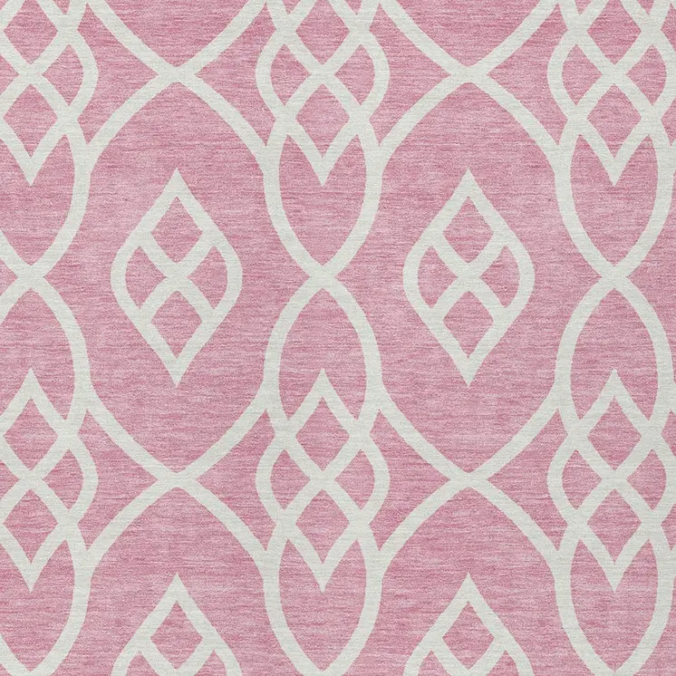 3' X 5' Pink And Ivory Trellis Washable Indoor Outdoor Area Rug