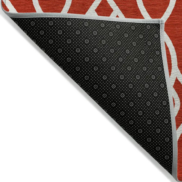 10' X 14' Red And Ivory Trellis Washable Indoor Outdoor Area Rug