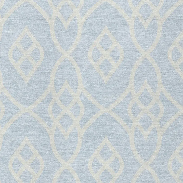 8' X 10' Sky Blue And Ivory Trellis Washable Indoor Outdoor Area Rug