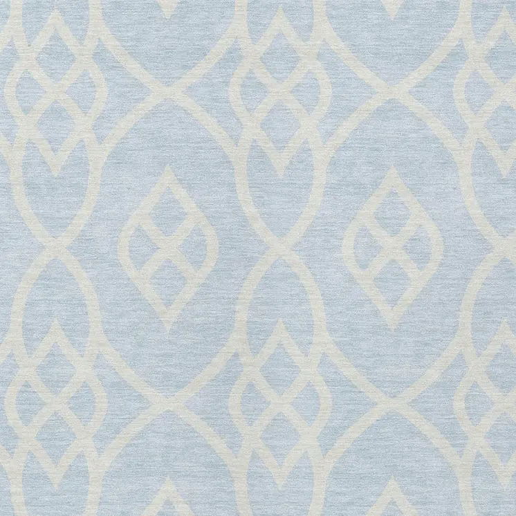 9' X 12' Sky Blue And Ivory Trellis Washable Indoor Outdoor Area Rug