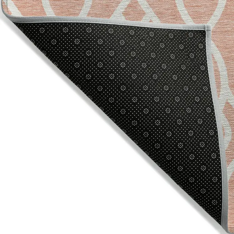 5' X 8' Salmon And Ivory Trellis Washable Indoor Outdoor Area Rug