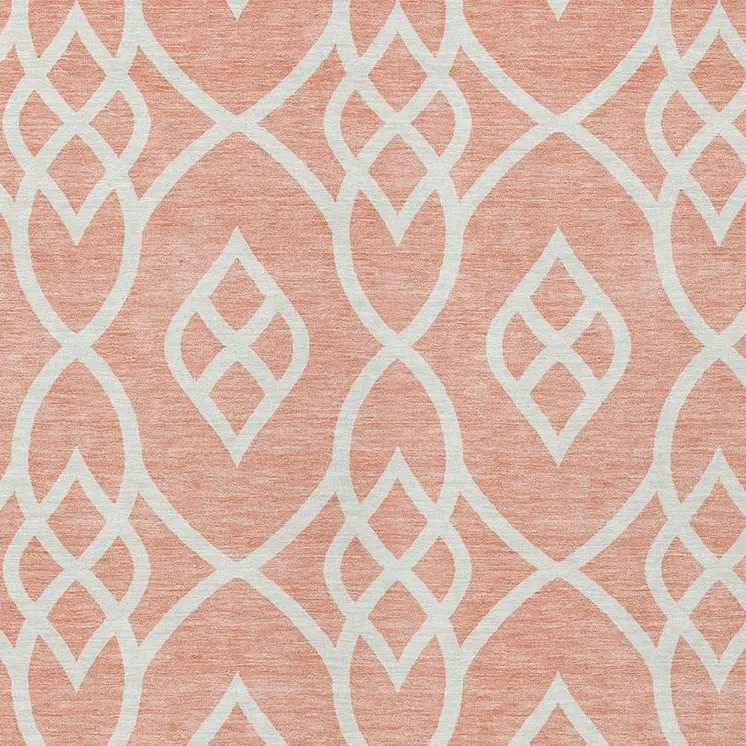 8' X 10' Salmon And Ivory Trellis Washable Indoor Outdoor Area Rug