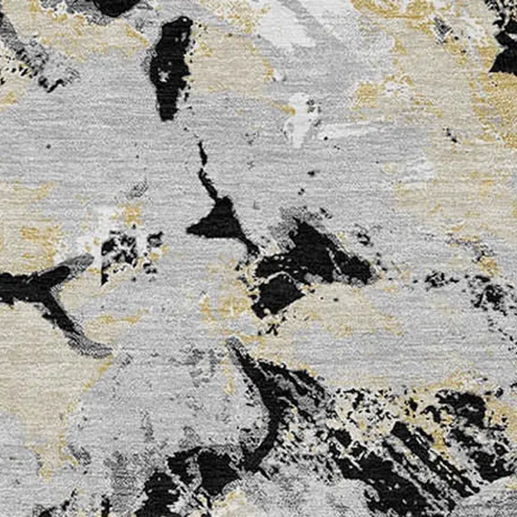 3' X 5' Black Gray And Light Brown Floral Washable Indoor Outdoor Area Rug