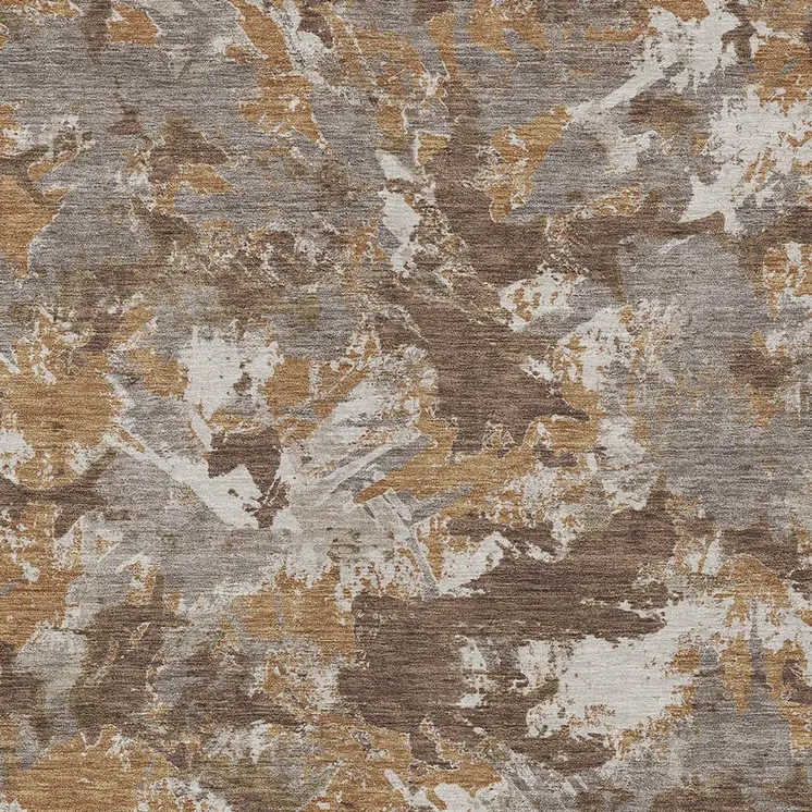 3' X 5' Brown Beige And Gray Floral Washable Indoor Outdoor Area Rug
