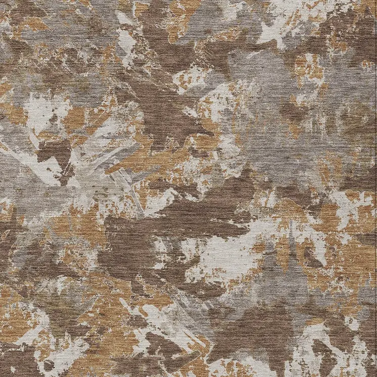 5' X 8' Brown Beige And Gray Floral Washable Indoor Outdoor Area Rug