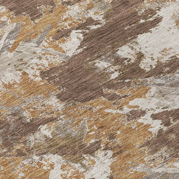 8' X 10' Brown Beige And Gray Floral Washable Indoor Outdoor Area Rug