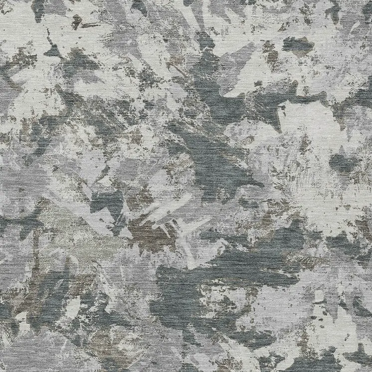 5' X 8' Charcoal Ivory And Gray Floral Washable Indoor Outdoor Area Rug