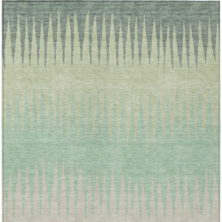 3' X 5' Artichoke Green Beige And Brown Striped Washable Indoor Outdoor Area Rug