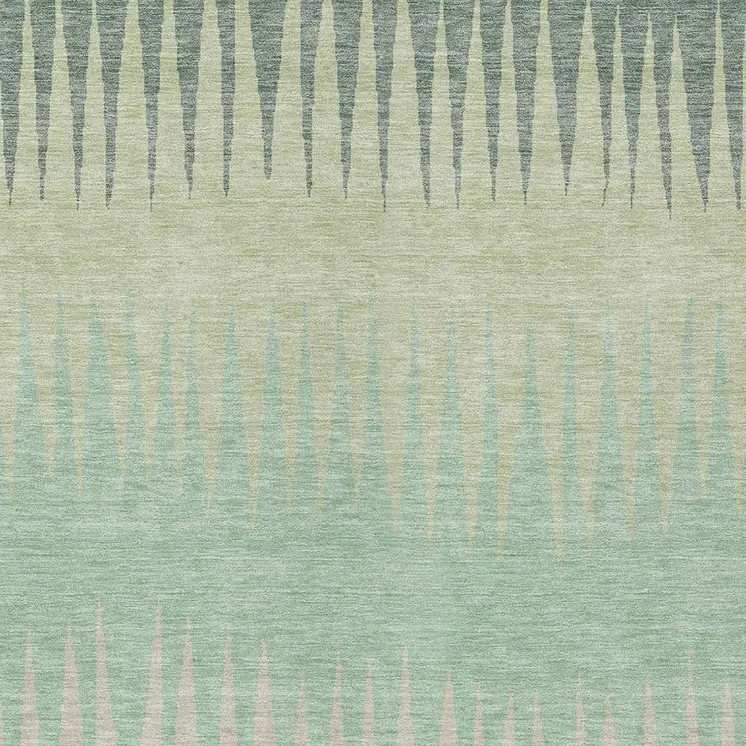 3' X 5' Artichoke Green Beige And Brown Striped Washable Indoor Outdoor Area Rug