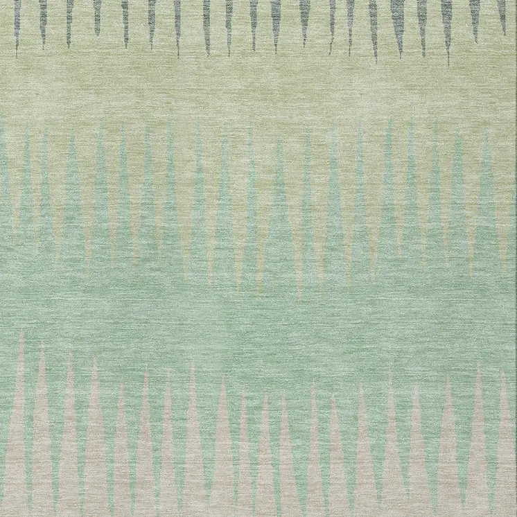 5' X 8' Artichoke Green Beige And Brown Striped Washable Indoor Outdoor Area Rug