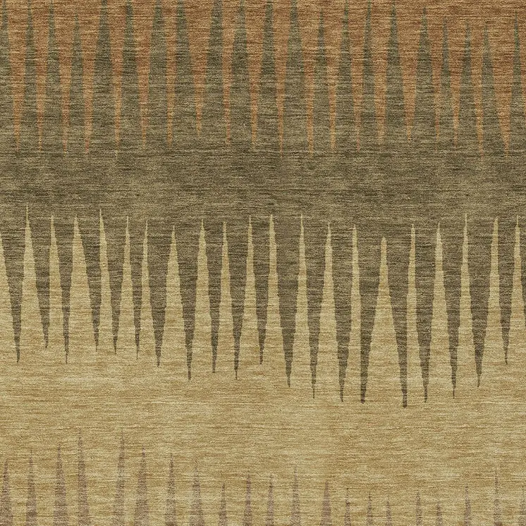 5' X 8' Brown Beige And Green Striped Washable Indoor Outdoor Area Rug