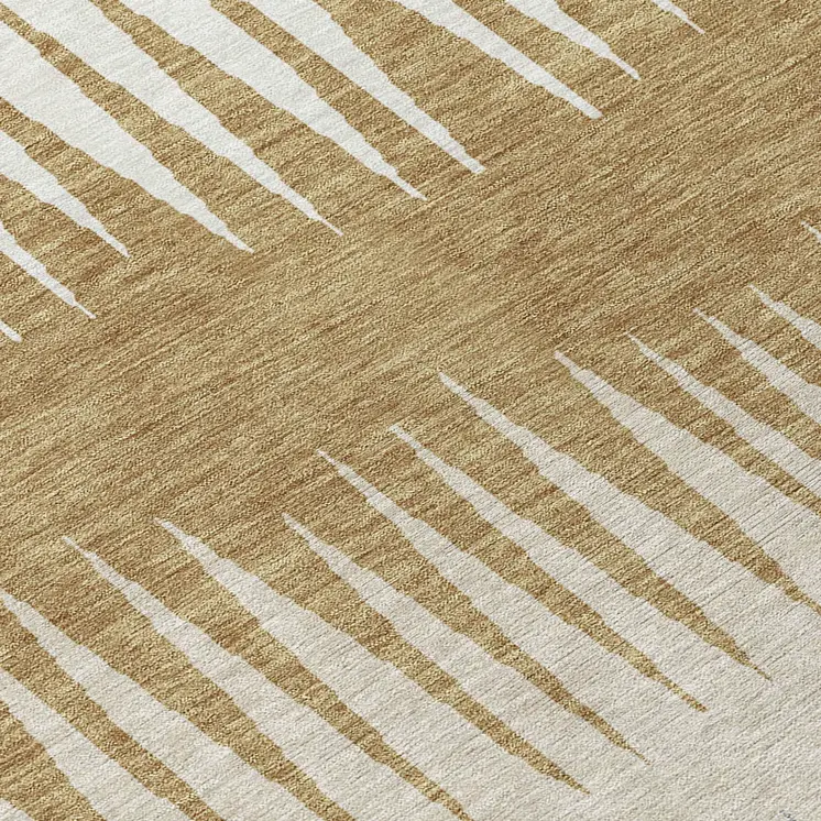 10' X 14' Charcoal Beige And Brown Striped Washable Indoor Outdoor Area Rug