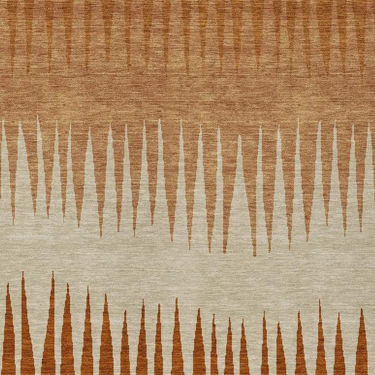 3' X 5' Copper Brown And Beige Striped Washable Indoor Outdoor Area Rug