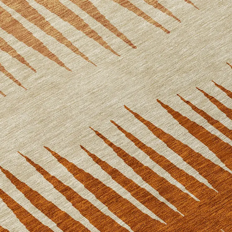 8' X 10' Copper Brown And Beige Striped Washable Indoor Outdoor Area Rug
