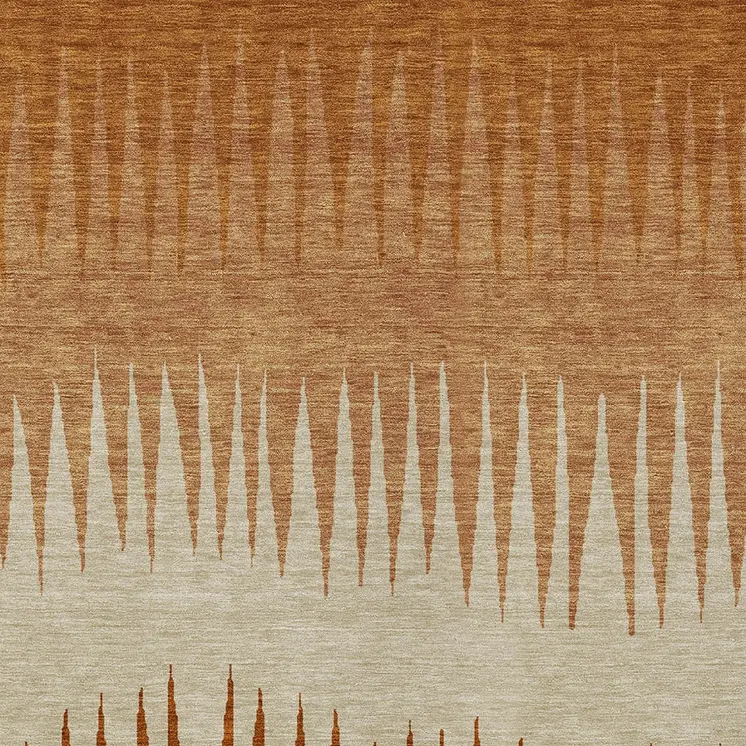 10' X 14' Copper Brown And Beige Striped Washable Indoor Outdoor Area Rug