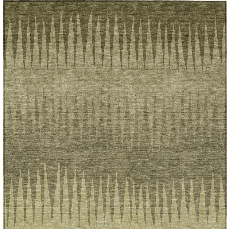 5' X 8' Green And Light Green Striped Washable Indoor Outdoor Area Rug