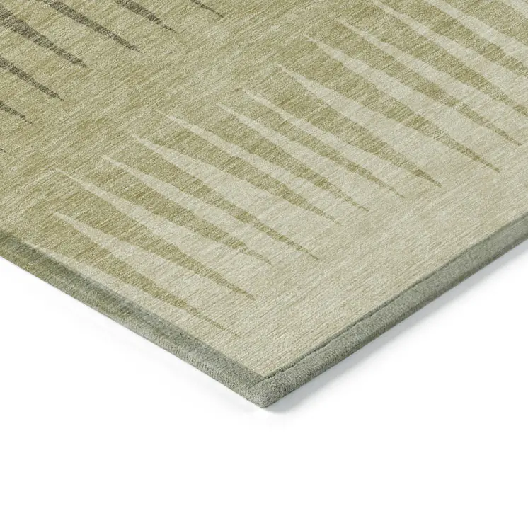 10' X 14' Green And Light Green Striped Washable Indoor Outdoor Area Rug