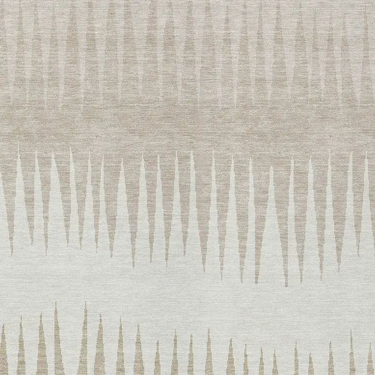 10' X 14' Ivory And Beige Striped Washable Indoor Outdoor Area Rug
