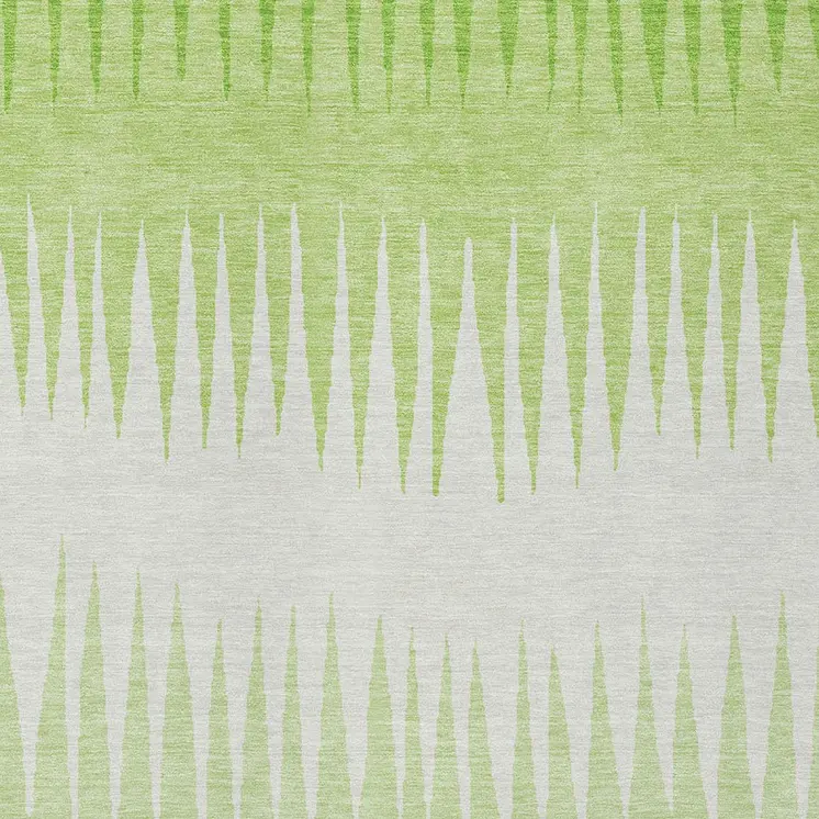 3' X 5' Lime Green And Ivory Striped Washable Indoor Outdoor Area Rug
