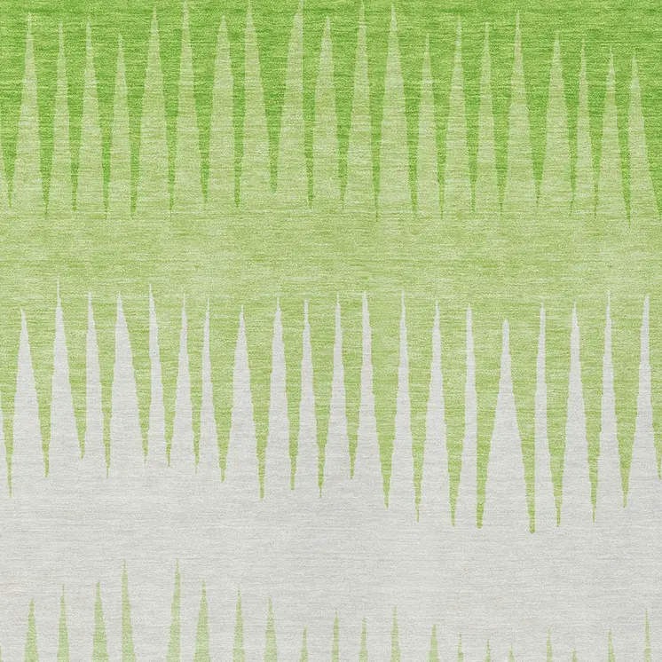 5' X 8' Lime Green And Ivory Striped Washable Indoor Outdoor Area Rug