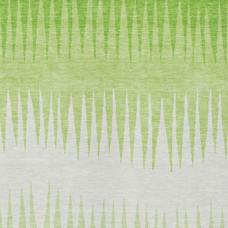 9' X 12' Lime Green And Ivory Striped Washable Indoor Outdoor Area Rug