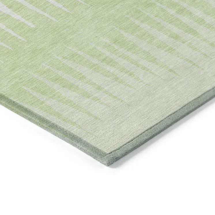 10' X 14' Lime Green And Ivory Striped Washable Indoor Outdoor Area Rug