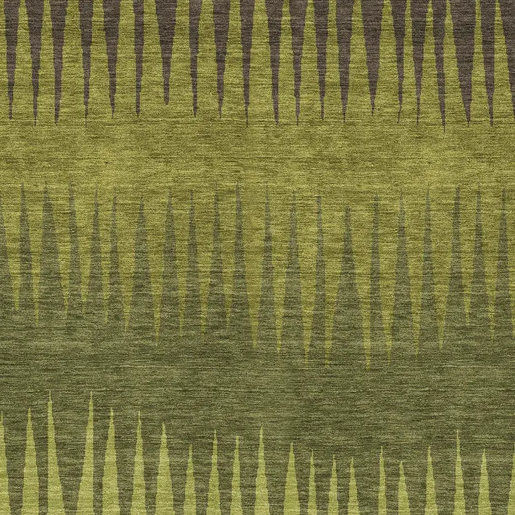 9' X 12' Olive Green Dark Green And Brown Striped Washable Indoor Outdoor Area Rug