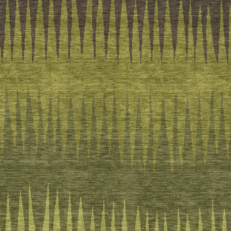 10' X 14' Olive Green Dark Green And Brown Striped Washable Indoor Outdoor Area Rug