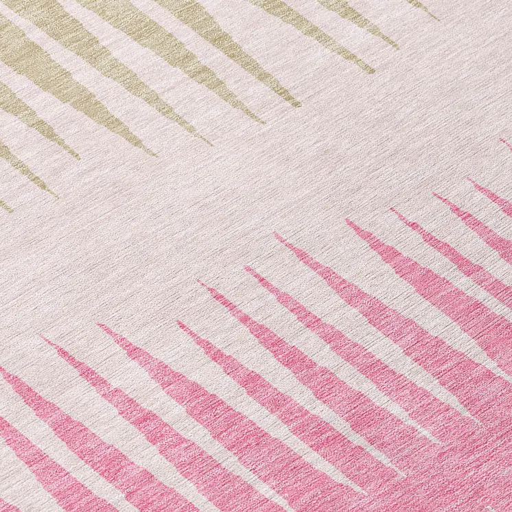 9' X 12' Pink Ivory And Brown Striped Washable Indoor Outdoor Area Rug