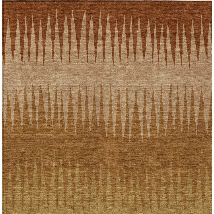 3' X 5' Copper Beige And Brown Striped Washable Indoor Outdoor Area Rug