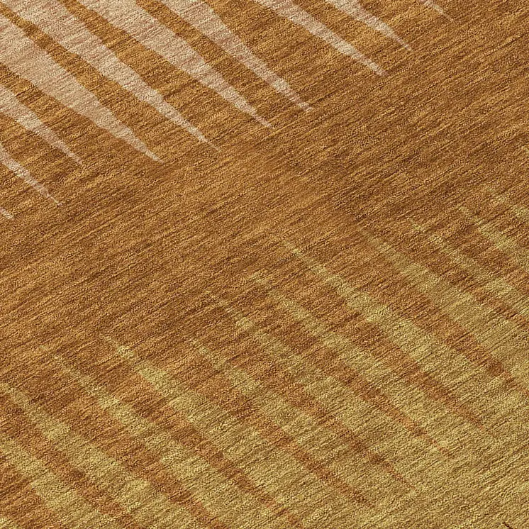 8' Copper Beige And Brown Round Striped Washable Indoor Outdoor Area Rug