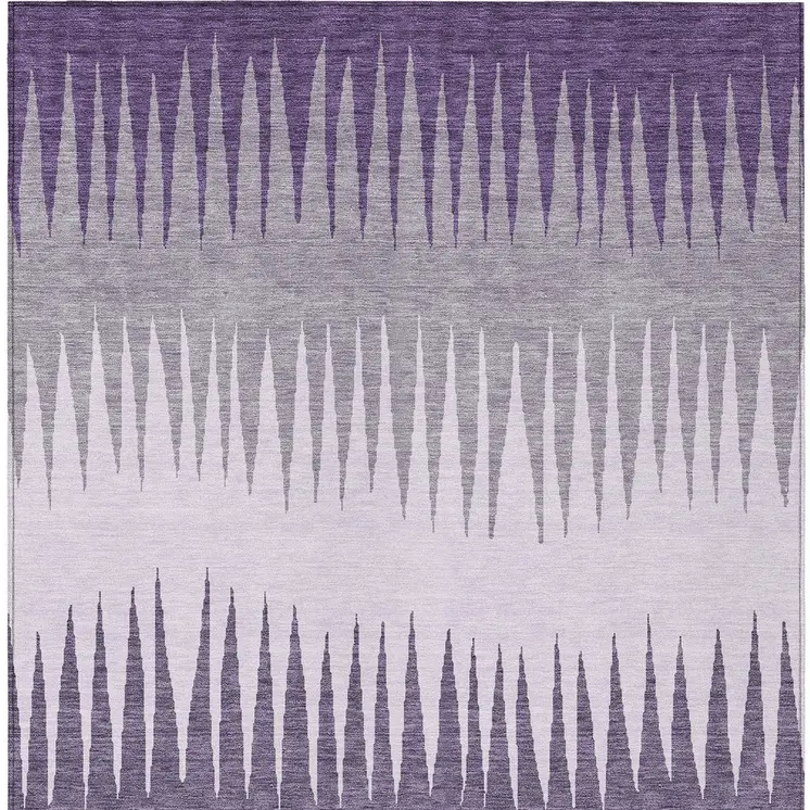 3' X 5' Purple Lavender And Gray Striped Washable Indoor Outdoor Area Rug