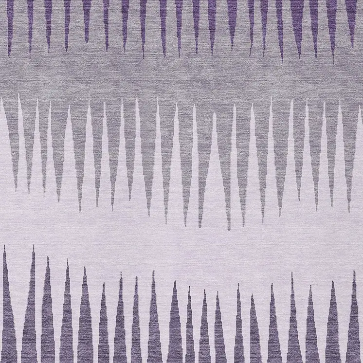 5' X 8' Purple Lavender And Gray Striped Washable Indoor Outdoor Area Rug