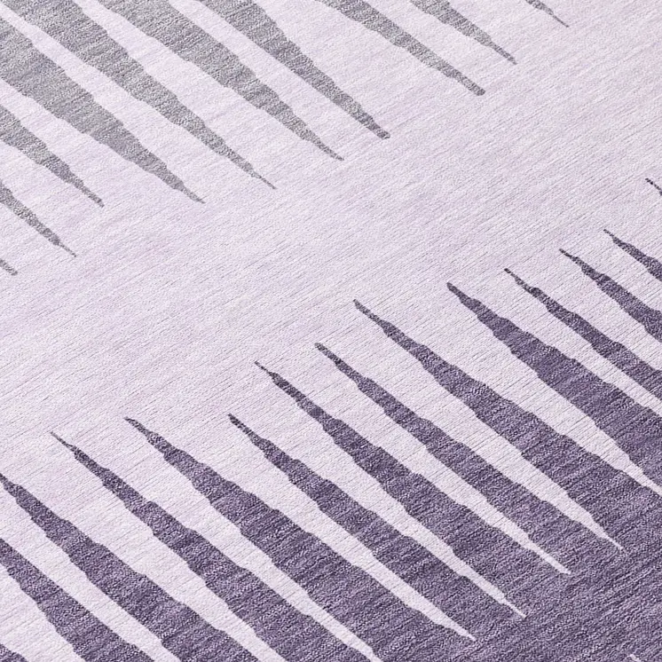 8' Purple Lavender And Gray Round Striped Washable Indoor Outdoor Area Rug