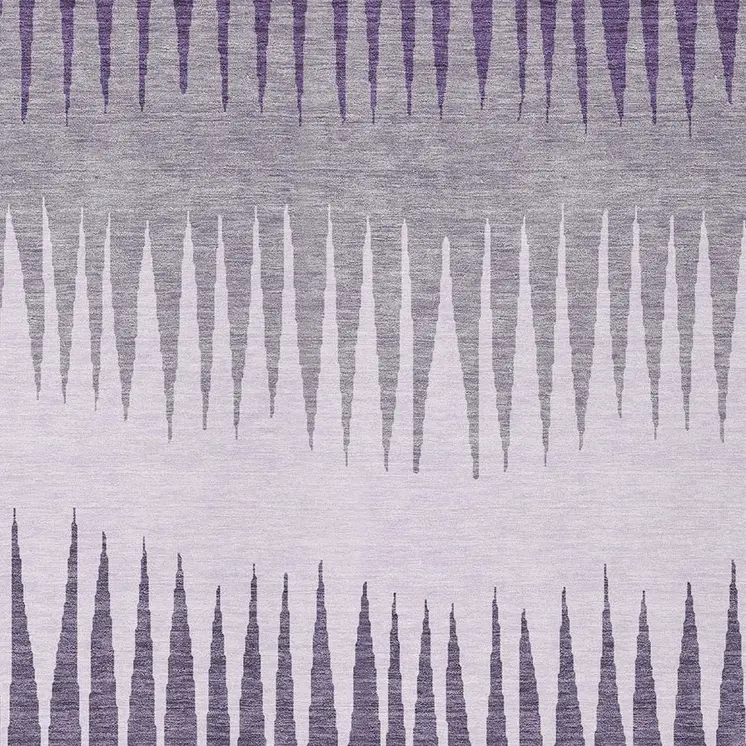 9' X 12' Purple Lavender And Gray Striped Washable Indoor Outdoor Area Rug