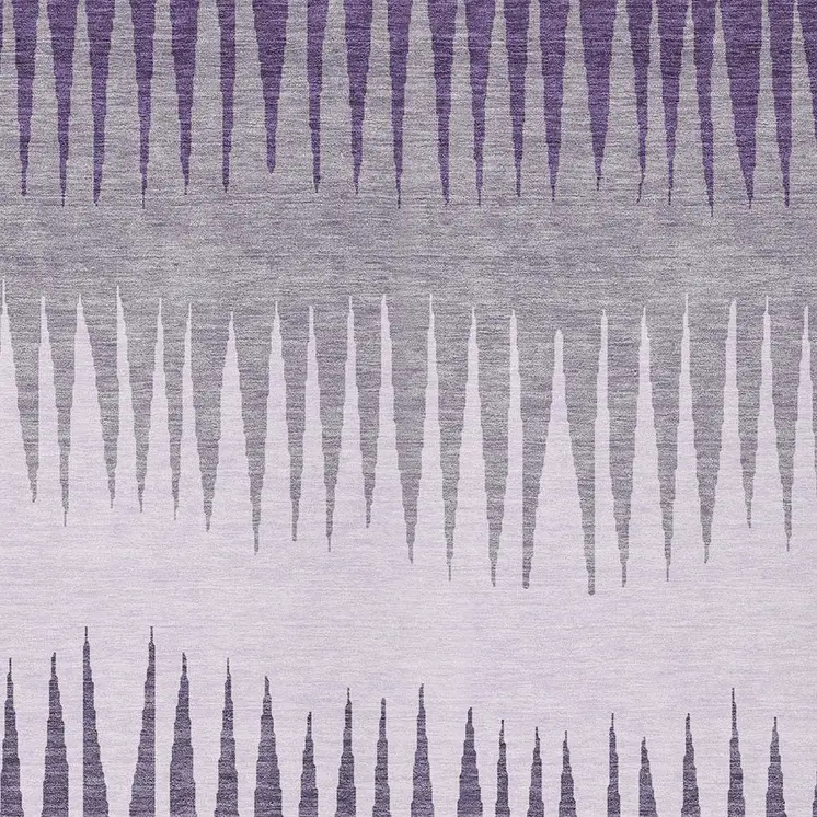 10' X 14' Purple Lavender And Gray Striped Washable Indoor Outdoor Area Rug