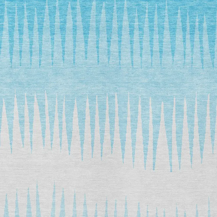5' X 8' Sky Blue And Gray Striped Washable Indoor Outdoor Area Rug