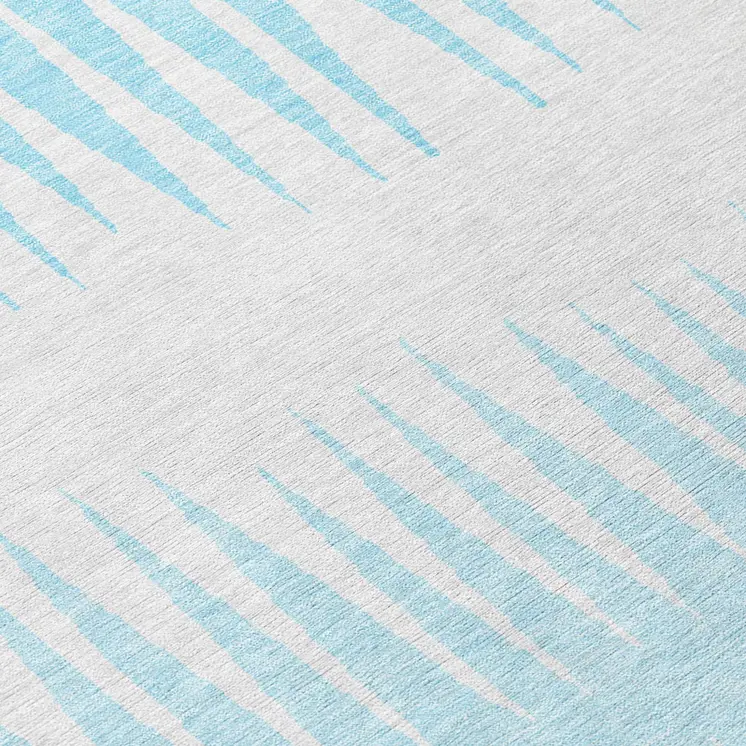 8' Sky Blue And Gray Round Striped Washable Indoor Outdoor Area Rug