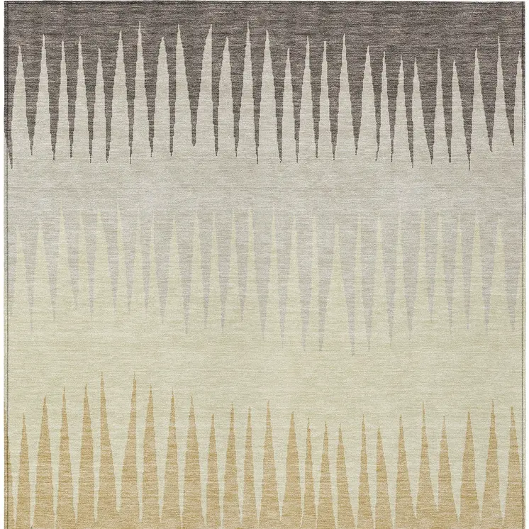 3' X 5' Taupe Beige And Gray Striped Washable Indoor Outdoor Area Rug