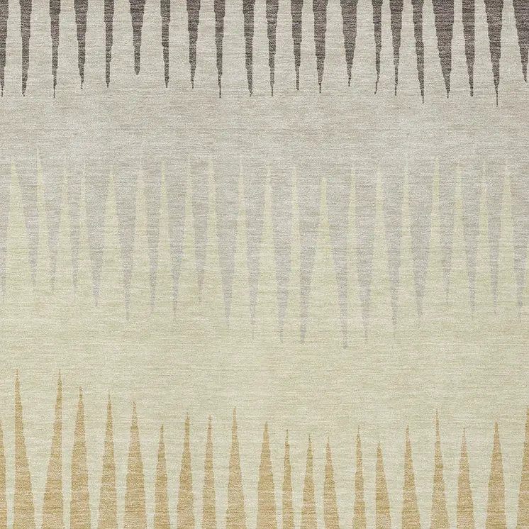 3' X 5' Taupe Beige And Gray Striped Washable Indoor Outdoor Area Rug