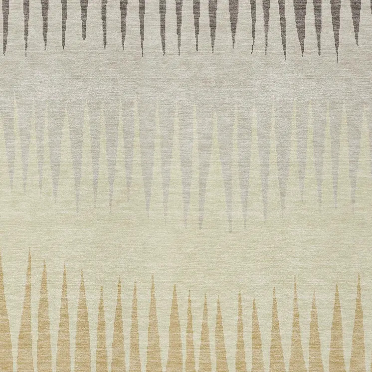 5' X 8' Taupe Beige And Gray Striped Washable Indoor Outdoor Area Rug