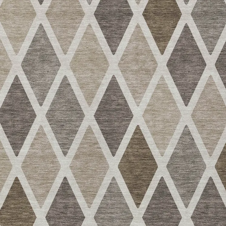 9' X 12' Beige Gray And Brown Geometric Washable Indoor Outdoor Area Rug
