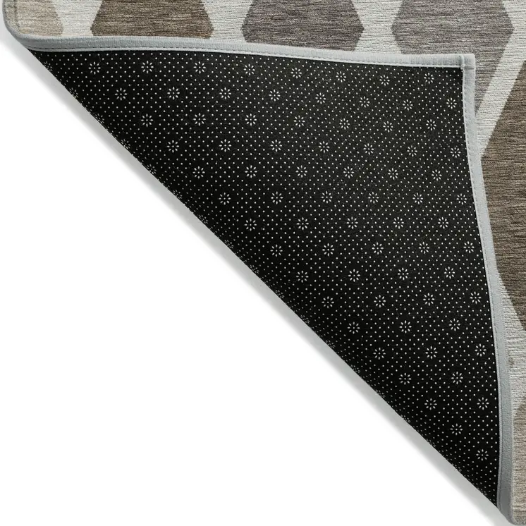 10' X 14' Beige Gray And Brown Geometric Washable Indoor Outdoor Area Rug