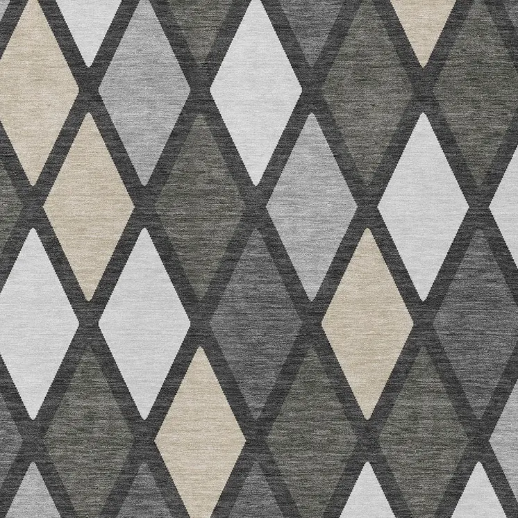 3' X 5' Gray Beige And Ivory Geometric Washable Indoor Outdoor Area Rug