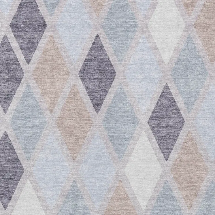 8' X 10' Lavender Brown And Ivory Geometric Washable Indoor Outdoor Area Rug