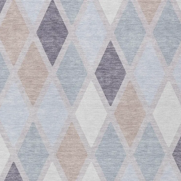 9' X 12' Lavender Brown And Ivory Geometric Washable Indoor Outdoor Area Rug