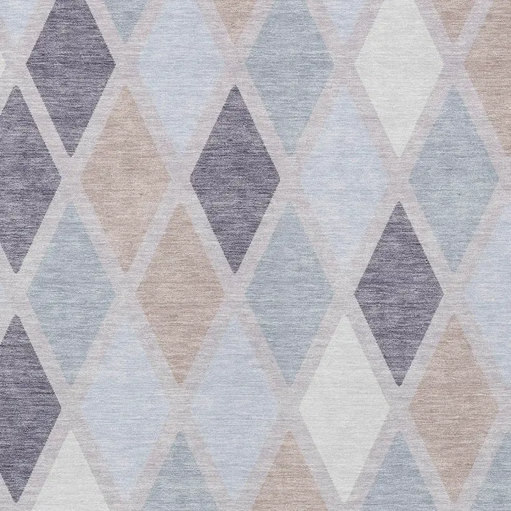 10' X 14' Lavender Brown And Ivory Geometric Washable Indoor Outdoor Area Rug